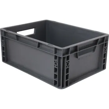 Úložný box TAVOBAL Přepravka plastová Euro, plná, šedá barva, 400 x 300 x 170 mm