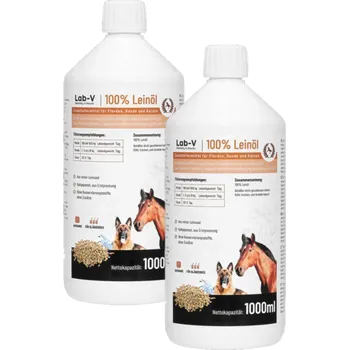 LAB-V Lněný olej Leinöl pro koně, psy a kočky 2x1000ml