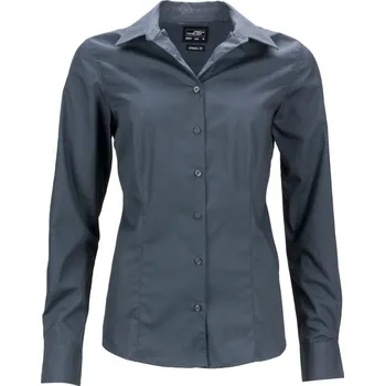 Dámská halenka Popelínová business halenka s dlouhým rukávem JN 641 carbon XS