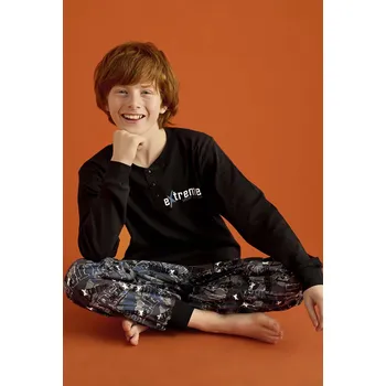 Chlapecké pyžamo Černé i modrošedo grafitové pyžamo pro kluky eXtreme 1F0866 černá 134-10-let