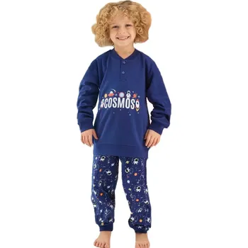 Chlapecké pyžamo Modré pyžamo pro kluky na knoflíky, hvězdy, vesmír a kosmonauti 1F0817 modrá 116-7-let