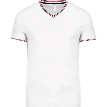 Pánské tričko Pánské piqué tričko s výstřihem do V K 374 white-navy-red S