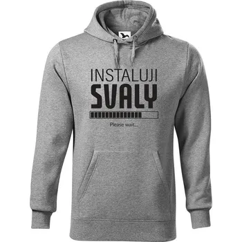 Pánská mikina DOBRÝ TRIKO Pánská mikina s potiskem Instaluji svaly Velikost pánské mikiny: 4XL, Barva: Tmavě šedý melír