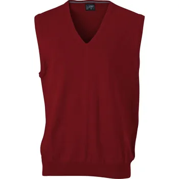 Pánská vesta Pánská svetrová vesta s výstřihem do V JN 657 bordeaux XXL