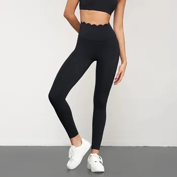 Dámské legíny Dámské legíny s vlnitým pasem Barva: Černá, Velikost: M