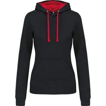 Dámská mikina Dámská mikina s kontrastní kapucí K 465 black-red XS