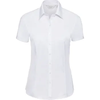 Dámská košile Halenka s krátkým rukávem, vzor rybí kost 963F white XS