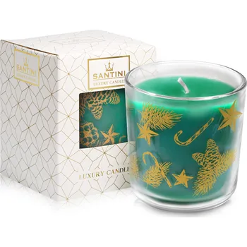Svíčka Santini Vánoční stromeček 200 g Dřevitá