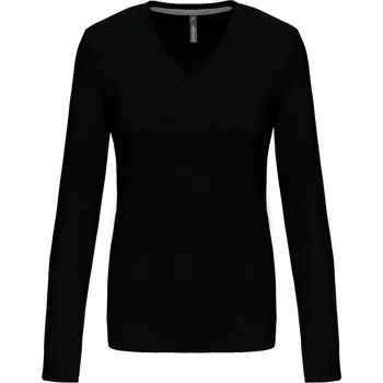 Dámské tričko Dámské tričko s výstřihem do V, dlouhý rukáv K 382 black M