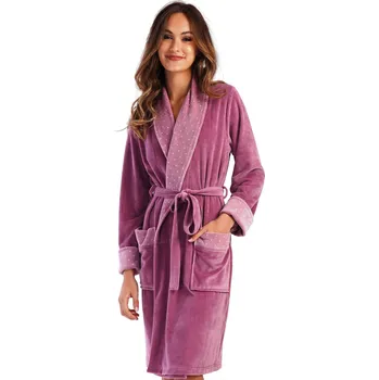 Dámský župan Starorůžový elegantní hřejivý sametový župan pro ženy do porodnice na kojení 1TB0090 růžová xl