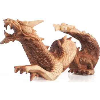 Soška dřevo Drak ležící 32 cm světlá