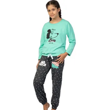 Dívčí pyžamo Dívčí pyžamo Good Mood Nice - zateplené 1F0764 zelená 134-140-9-10-let
