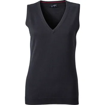 Pánská vesta Dámská svetrová vesta s výstřihem do V JN 656 black XXL