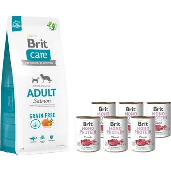 Krmivo pro psa BRIT CARE Grain-free Adult Salmon 12kg + BRIT MONO PROTEIN LAMB 6x400g