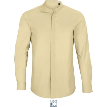 Pánská košile Popelínová košile s dlouhým rukávem a Mao límečkem Bart Men beige 3XL