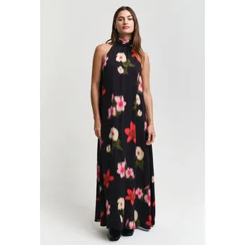 Dámské šaty ŠATY GANT FLORAL PRINT HALTERNECK DRESS BLACK