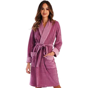 Dámský župan Dámský župan, velur, elegantní hřejivý sametový 1TB0090 růžová l