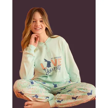 Zelené dívčí pyžamo pro milovnice králíků, králíčků, zajíců i zajíčku 1F0900 zelená 134-10-let