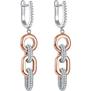 Náušnice For Silver Dvoubarevné dlouhé řetízkové náušnice se zirkony - Stříbro 925