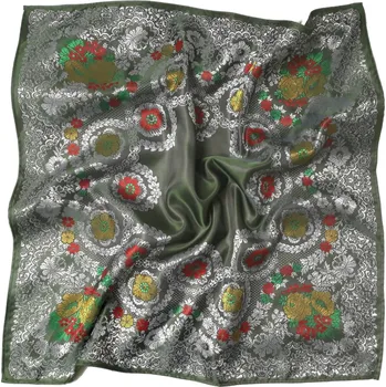 Šátek HEDVA ČESKÝ BROKÁT Šátek Ondrit+ VSh 77x77 STOKVĚTOVÝ zelená