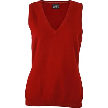 Pánská vesta Dámská svetrová vesta s výstřihem do V JN 656 bordeaux L