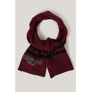 Šála ŠÁLA GANT 1949 STRIPED KNITTED SCARF WINE RED