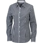 Popelínová kostkovaná halenka s dlouhým rukávem JN 616 black-white XL