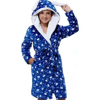 Dámský župan Modro bílý dívčí ňuňavý župan z hřejivého nádherného materiálu Zajíček 1Z0963 modrá 158-164-13-14-let