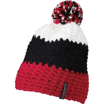 Čepice 3-barevná háčkovaná čepice s bambulí MB 7940 red-black-white onesize