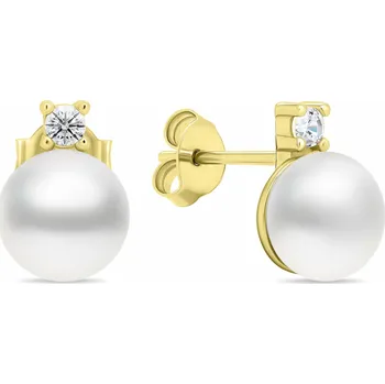 Náušnice Brilio Silver Elegantní pozlacené náušnice s pravými perlami EA597Y + 2 měsíce na vrácení zboží