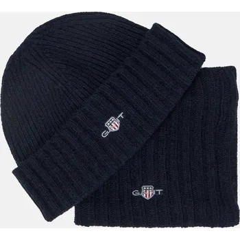 Kšiltovka SET ČEPICE A ŠÁLA GANT BEANIE SNOOD GIFT SET EVENING BLUE