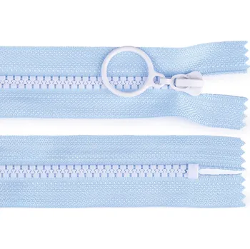 Zip Kostěný zip barevný No 5 délka 15 cm s ozdobným jezdcem, malé, 7 (185) modrá světlá bílá