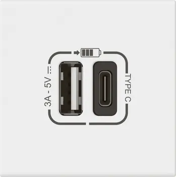 Elektrická zásuvka LEGRAND Nabíječka MOSAIC USB A+C 15W bílá 077570L