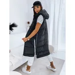 Dlouhá prošívaná vesta zateplená s kapucí a kapsami SKYLER Barva: Černá, Velikost: S