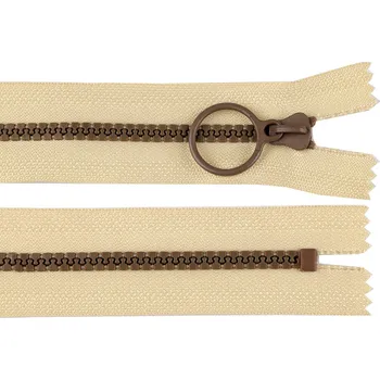Zip Kostěný zip barevný No 5 délka 15 cm s ozdobným jezdcem, malé, 1 (276) béžová světlá hnědá