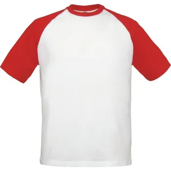 Pánské tričko Raglánové kontrastní tričko Base-Ball white-red L