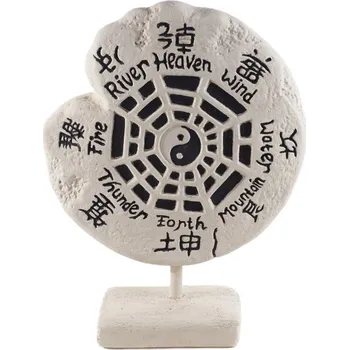 Zahradní dekorace Soška beton Yin Yang Bagua 50 cm bílá