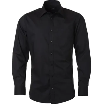Pánská košile Popelínová košile s dlouhým rukávem JN 678 black XL