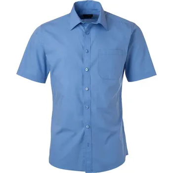 Pánská košile Popelínová košile s krátkým rukávem JN 680 aqua L