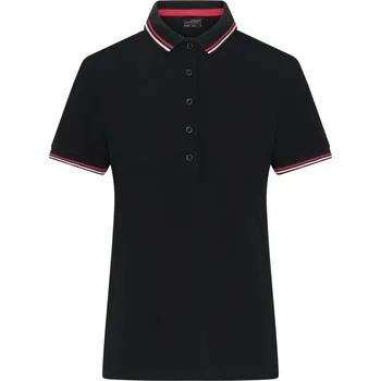 Dámské těžké piqué polo s kontrastními proužky JN 1305 black-white-red M