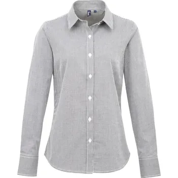 Dámská košile Popelínová kostkovaná halenka s dlouhým rukávem PR 320 black-white 3XL