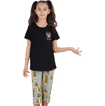 Dívčí pyžamo Černé i zelené dívčí pyžamo, tygří koťátka 11-16 let 1F0837 černá 158-164-13-14-let