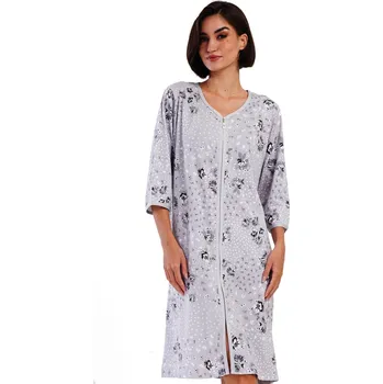 Dámské noční prádlo Šedý i světle fialový župan nebo košilka pro ženy či dívky celopropínací na zip a květinové mandaly 1G0620 fialová 1xl