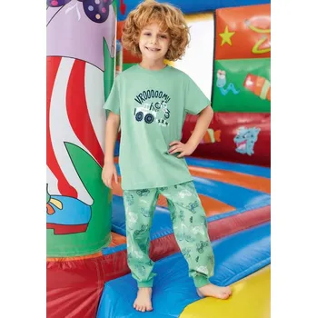 Chlapecké pyžamo Zelené pyžamo pro kluky co milují auta a motorky 1F0922 zelená 116-6-let