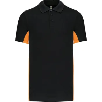 Pánská móda 2-barevné piqué polo "Flag" K 232 black-orange XXL