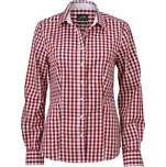 Popelínová kostkovaná halenka s dlouhým rukávem JN 616 bordeaux-white S