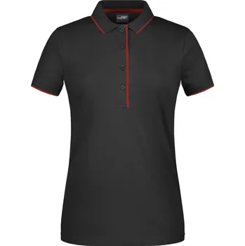 Dámské tričko Dámské piqué polo s kontrastní légou JN 727 black-red S