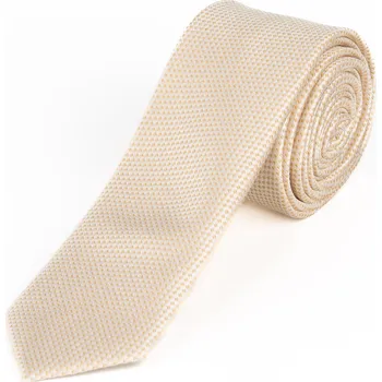 Kravata Kravata pánská AMJ úzká vzorovaná KI1062, krémová