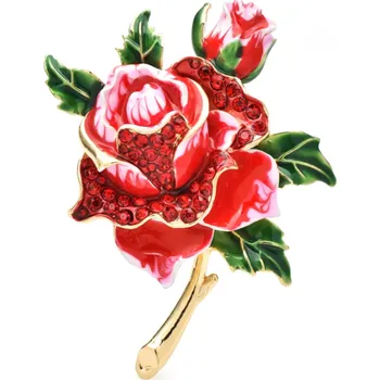 Brož B-TOP Brož květ Růže s krystaly