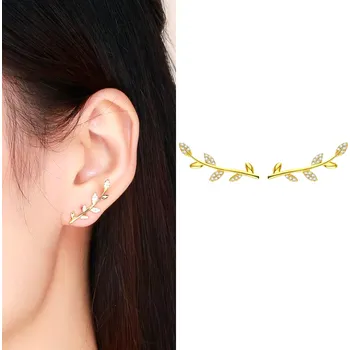 Náušnice For Silver Pozlacené náušnice Větvička se zirkony - Stříbro 925